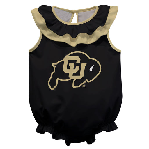 Colorado Buffaloes CU Black Sleeveless Ruffle Onesie Mascot Bodysuit by Vive La Fete