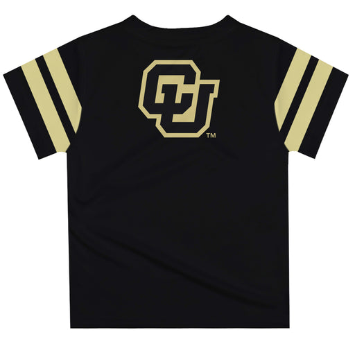 University of Colorado Bufflaoes CU Vive La Fete Boys Game Day Black Short Sleeve Tee with Stripes on Sleeves - Vive La Fête - Online Apparel Store