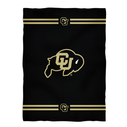 Colorado Buffaloes CU Vive La Fete Game Day Soft Premium Fleece Black Throw Blanket 40" x 58” Logo and Stripes - Vive La Fête - Online Apparel Store