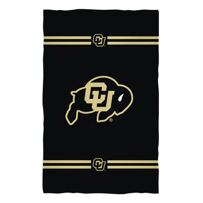 University of Colorado Bufflaoes CU Game Day Absorvent Premium Black Beach Bath Towel 51 x 32" Logo and Stripes" - Vive La Fête - Online Apparel Store