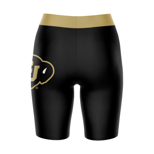 Colorado Buffaloes CU Vive La Fete Game Day Logo on Thigh and Waistband Black and Gold Women Bike Short 9 Inseam" - Vive La Fête - Online Apparel Store