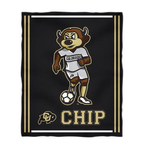 Colorado Buffaloes CU Vive La Fete Kids Game Day Black Plush Soft Minky Blanket 36 x 48 Mascot