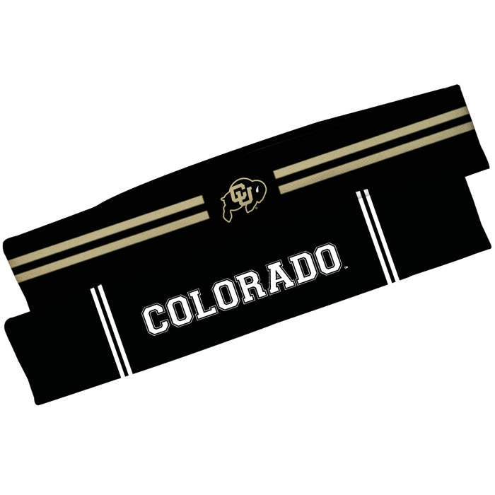 Colorado Buffaloes CU Vive La Fete Girls Women Game Day Set of 2 Stretch Headbands Headbands Logo Black and Name
