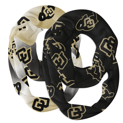 Colorado Buffaloes Vive La Fete All Over Logo Game Day Collegiate Women Set of 2 Light Weight Ultra Soft Infinity Scarfs