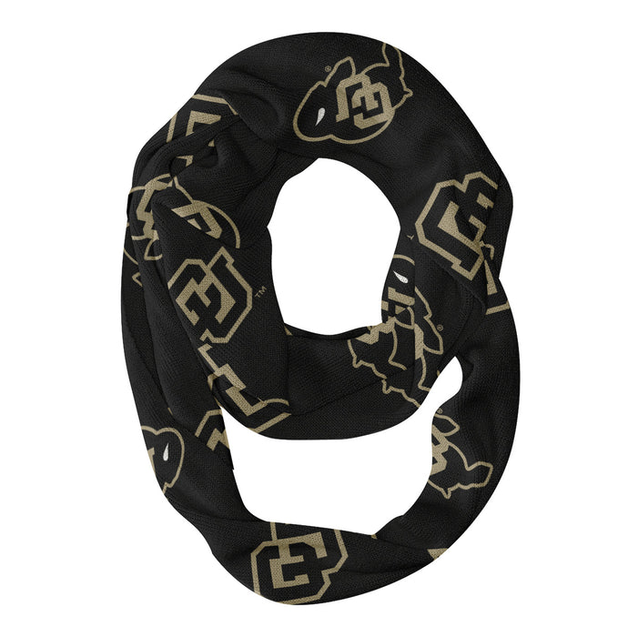Colorado Buffaloes CU Vive La Fete Repeat Logo Game Day Collegiate Women Light Weight Ultra Soft Infinity Scarf