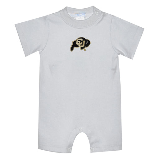 Colorado Buffaloes CU Embroidered White Knit Short Sleeve Boys Romper
