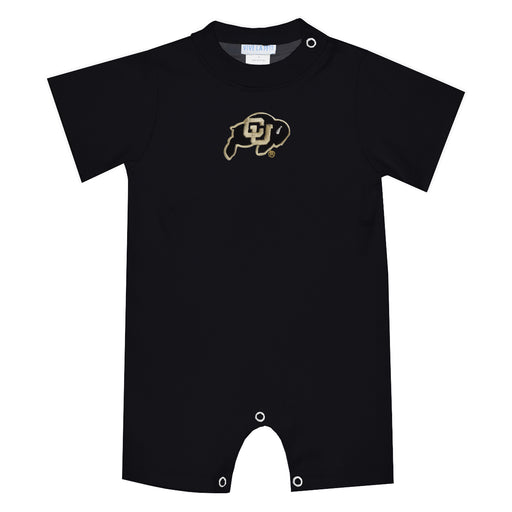 Colorado Buffaloes CU Embroidered Black Knit Short Sleeve Boys Romper