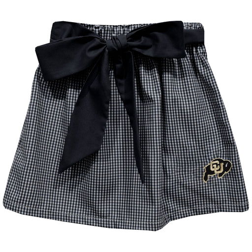 Colorado Buffaloes CU Embroidered Black Gingham Skirt With Sash