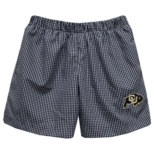Colorado Buffaloes CU Embroidered Black Gingham Pull On Short