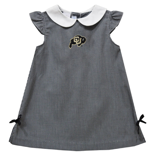 Colorado Buffaloes CU Embroidered Black Gingham A Line Dress