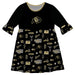 Colorado Buffaloes CU 3/4 Sleeve Solid Black Repeat Print Hand Sketched Vive La Fete Impressions Artwork on Skirt