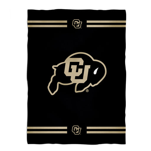 Colorado Buffaloes CU Vive La Fete Game Day Warm Lightweight Fleece Black Throw Blanket 40 X 58 Logo and Stripes