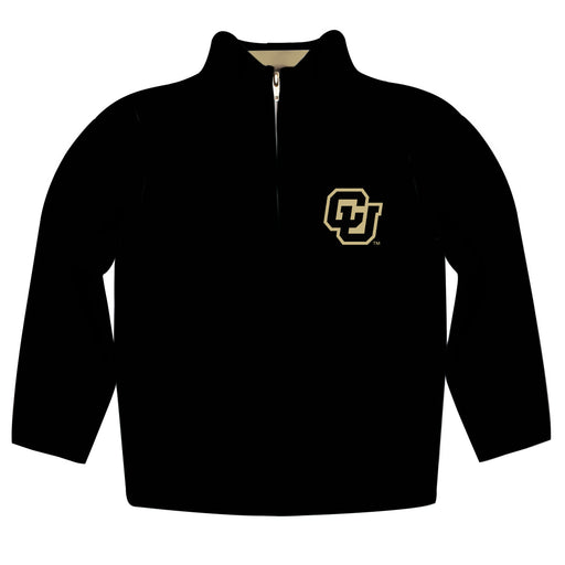 Colorado Buffaloes CU Vive La Fete Game Day Solid Black Quarter Zip Pullover Sleeves