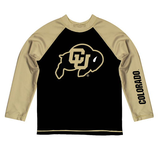 Colorado Buffaloes CU Vive La Fete Black and Gold Long Sleeve Raglan Rashguard