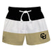 Colorado Buffaloes CU Vive La Fete Black White Gold Stripes Swimtrunks V1