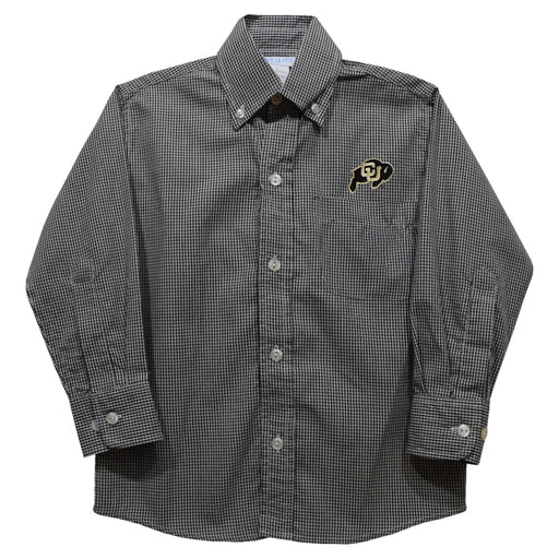 Colorado Buffaloes CU Embroidered Black Gingham Long Sleeve Button Down