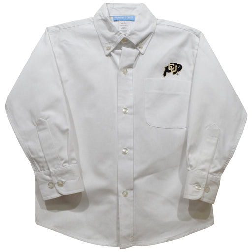 Colorado Buffaloes CU Embroidered White Long Sleeve Button Down Shirt