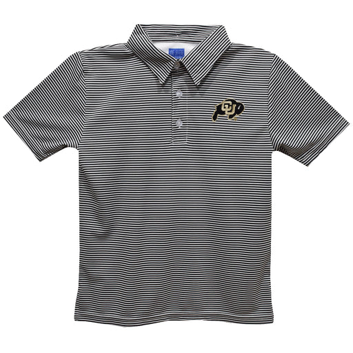 University of Colorado Embroidered Black Stripes Short Sleeve Polo Box Shirt