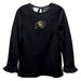 Colorado Buffaloes CU Embroidered Black Knit Long Sleeve Girls Blouse