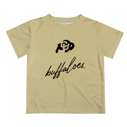 Colorado Buffaloes CU Vive La Fete Script V1 Gold Short Sleeve Tee Shirt