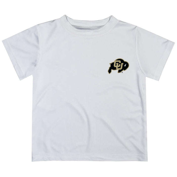Colorado Buffaloes CU Hand Sketched Vive La Fete Impressions Artwork Boys White Short Sleeve Tee Shirt