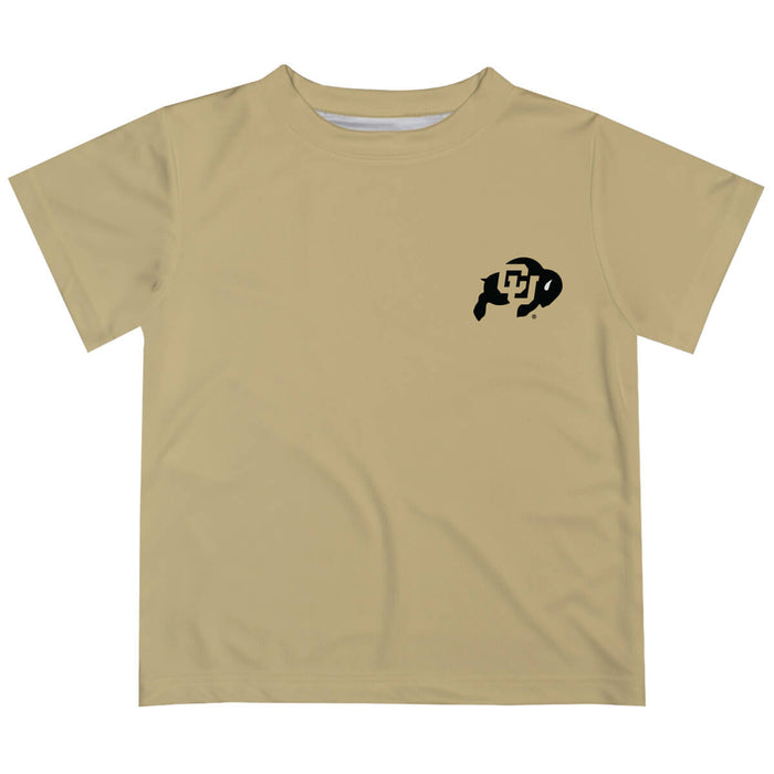 Colorado Buffaloes CU Hand Sketched Vive La Fete Impressions Artwork Boys Gold Short Sleeve Tee Shirt