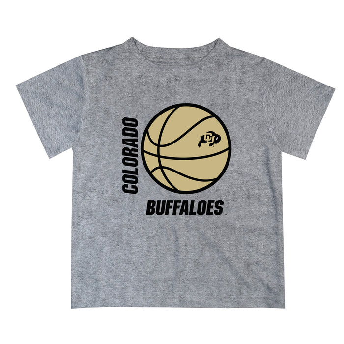 Colorado Buffaloes CU Vive La Fete Basketball V1 Heather Gray Short Sleeve Tee Shirt