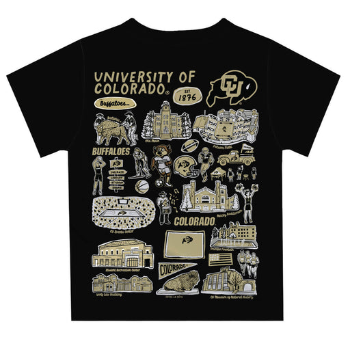 Colorado Buffaloes CU Hand Sketched Vive La Fete Impressions Artwork Boys Black Short Sleeve Tee Shirt - Vive La Fête - Online Apparel Store