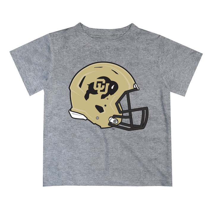 Colorado Buffaloes CU Original Dripping Football Helmet Heather Gray T-Shirt by Vive La Fete