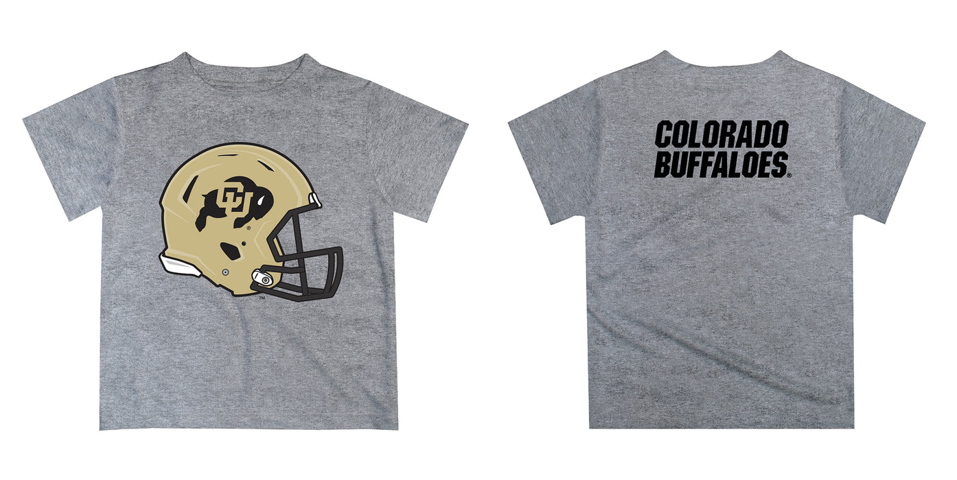 Colorado Buffaloes CU Original Dripping Football Helmet Heather Gray T-Shirt by Vive La Fete - Vive La Fête - Online Apparel Store