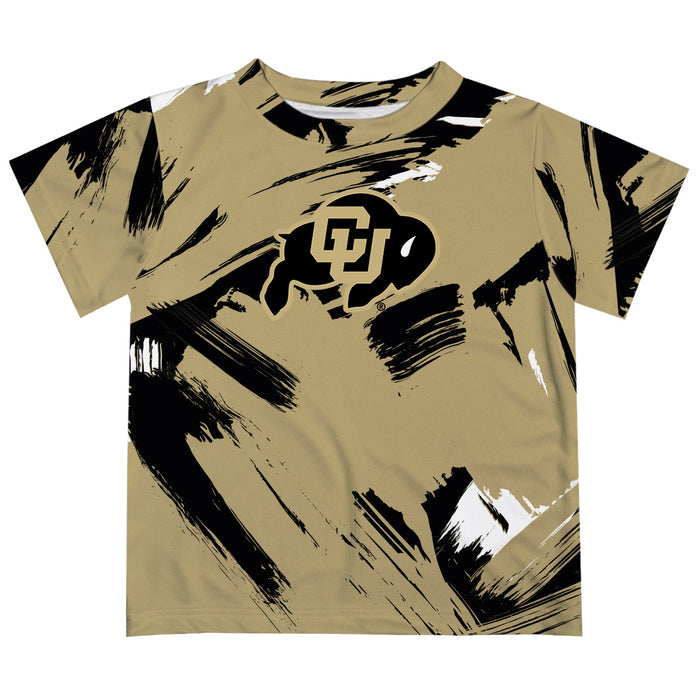 Colorado Buffaloes CU Vive La Fete Boys Game Day Gold Short Sleeve Tee Paint Brush