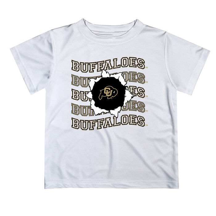 Colorado Buffaloes CU Vive La Fete  White Art V1 Short Sleeve Tee Shirt