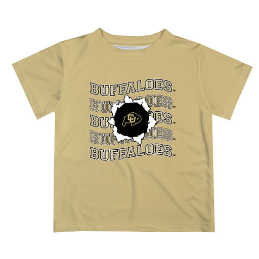 Colorado Buffaloes CU Vive La Fete  Gold Art V1 Short Sleeve Tee Shirt