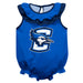 Creighton University Bluejays Blue Sleeveless Ruffle Onesie Logo Bodysuit by Vive La Fete