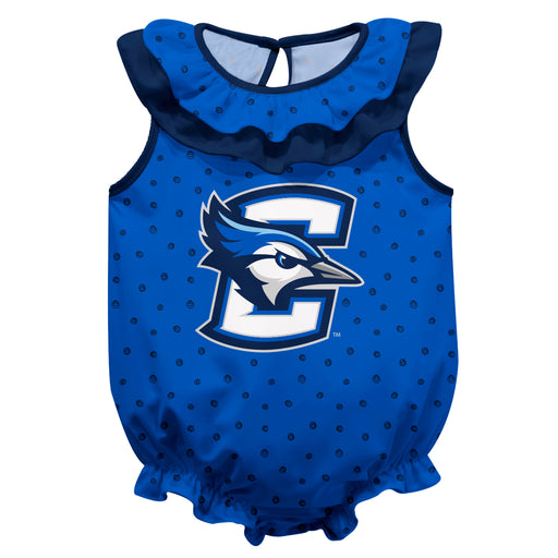 Creighton University Bluejays Swirls Blue Sleeveless Ruffle Onesie Logo Bodysuit