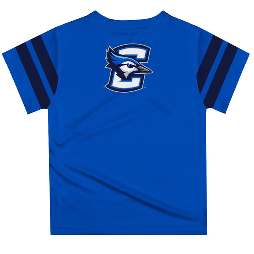 Creighton University Bluejays Vive La Fete Boys Game Day Blue Short Sleeve Tee with Stripes on Sleeves - Vive La Fête - Online Apparel Store
