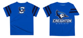 Creighton University Bluejays Vive La Fete Boys Game Day Blue Short Sleeve Tee with Stripes on Sleeves - Vive La Fête - Online Apparel Store