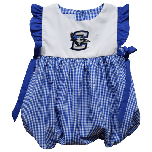 Creighton University Bluejays Embroidered Royal Gingham Short Sleeve Girls Bubble