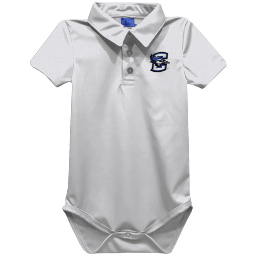 Creighton University Bluejays Embroidered White Solid Knit Polo Onesie