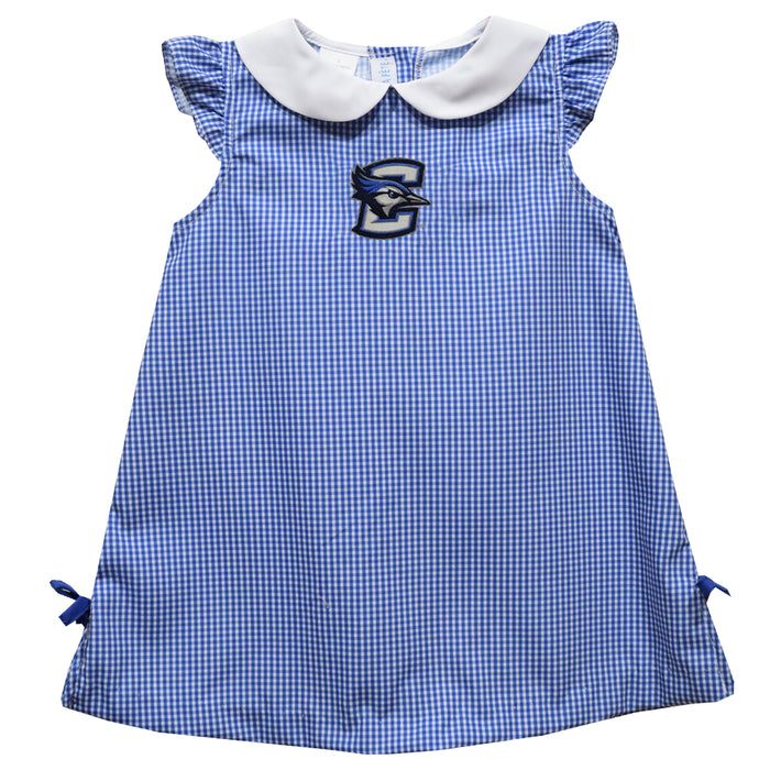 Creighton University Bluejays Embroidered Royal Gingham A Line Dress