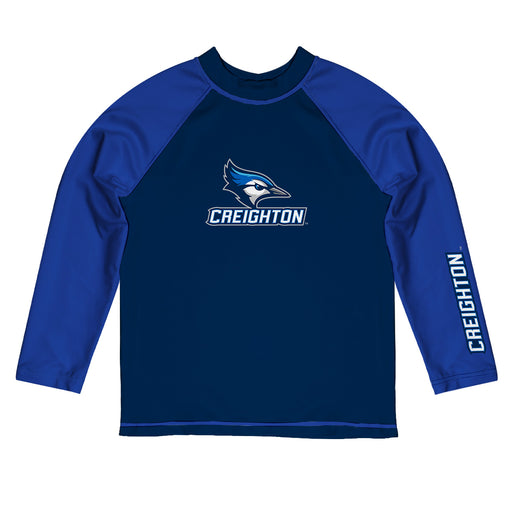 Creighton Bluejays Vive La Fete Logo Blue Long Sleeve Raglan Rashguard