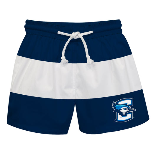 Creighton Bluejays Vive La Fete Blue White Stripes Swimtrunks V2