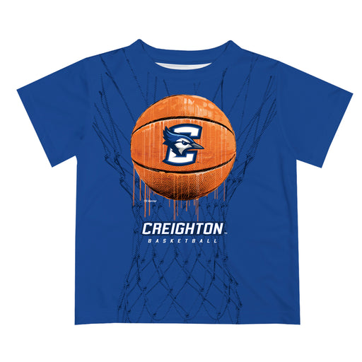 Creighton Bluejays Original Dripping Basketball Blue T-Shirt by Vive La Fete