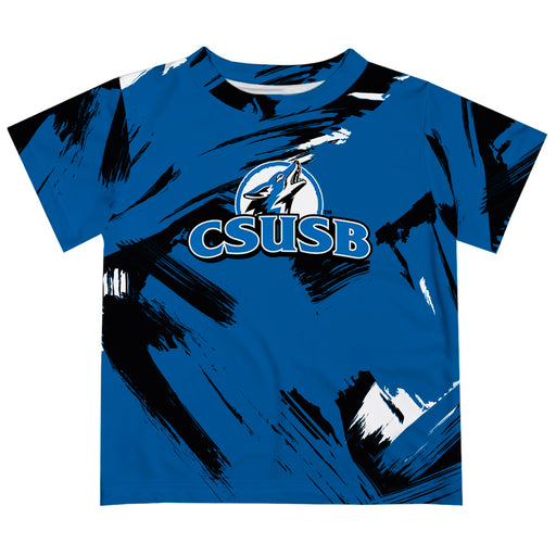 Cal State San Bernardino Coyotes CSUSB Vive La Fete Boys Game Day Blue Short Sleeve Tee Paint Brush