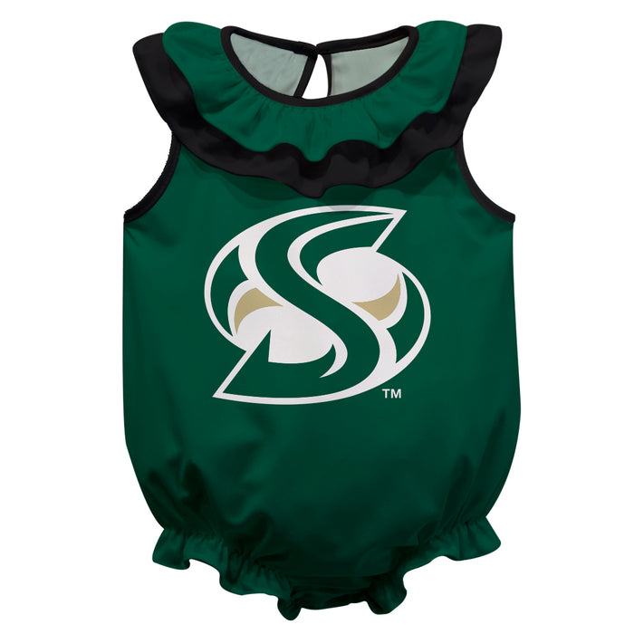 Sacramento State Hornets Green Sleeveless Ruffle Onesie Logo Bodysuit by Vive La Fete