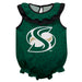 Sacramento State Hornets Swirls Green Sleeveless Ruffle Onesie Logo Bodysuit