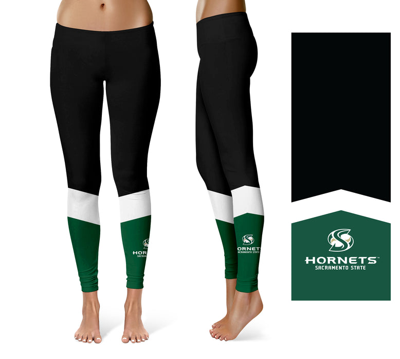 Sacramento State Hornets Vive La Fete Game Day Collegiate Ankle Color Block Women Black Green Yoga Leggings - Vive La Fête - Online Apparel Store