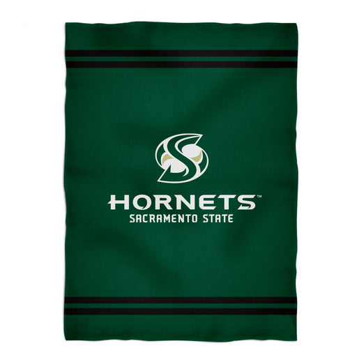 Sacramento State Hornets Vive La Fete Game Day Soft Premium Fleece Green Throw Blanket 40" x 58” Logo and Stripes - Vive La Fête - Online Apparel Store