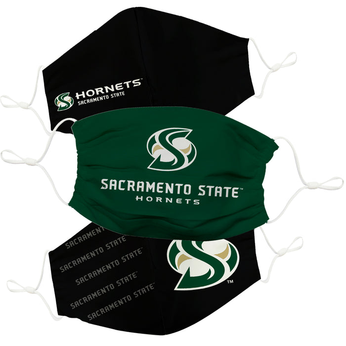 Sacramento State Hornets 3 Ply Vive La Fete Face Mask 3 Pack Game Day Collegiate Unisex Face Covers Reusable Washable - Vive La Fête - Online Apparel Store
