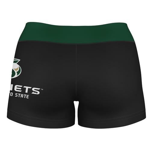 Sacramento State Hornets Vive La Fete Logo on Thigh & Waistband Black & Green Women Booty Workout Shorts 3.75 Inseam" - Vive La Fête - Online Apparel Store